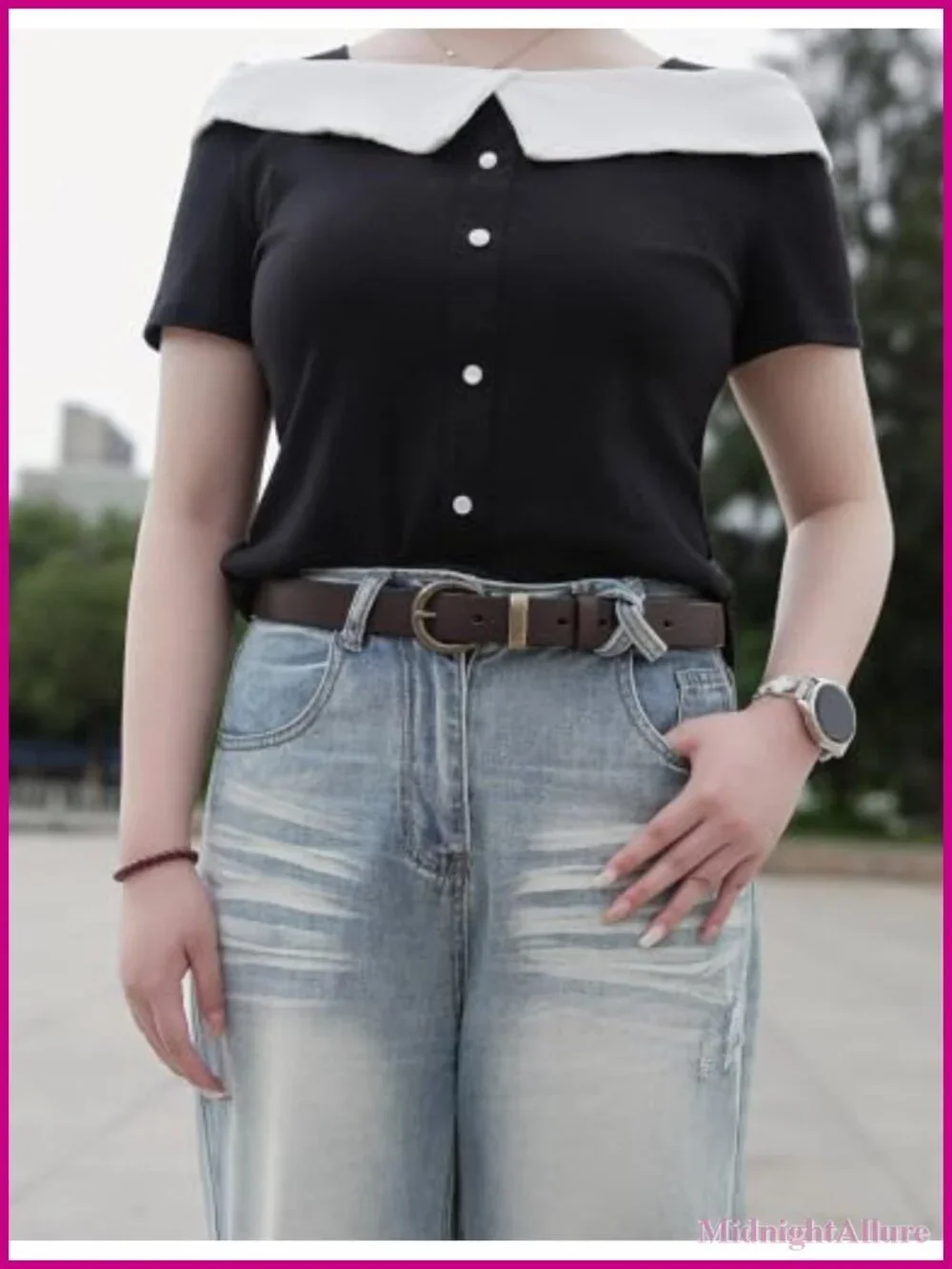 Women's Genuine Leather Belt with Solid Brass Buckle